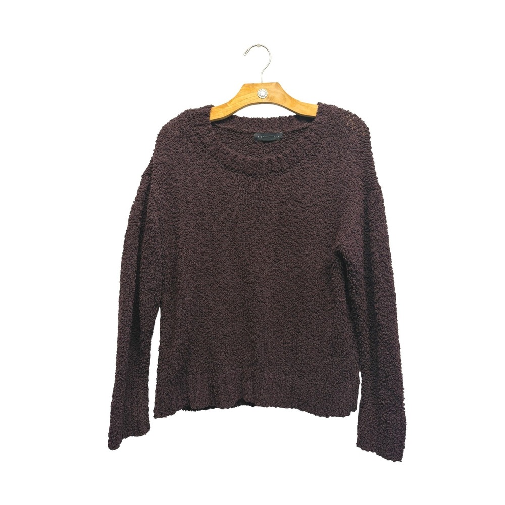 Sanctuary Womens Popcorn Knit Sweater Chocolate Brown Crew Neck Large